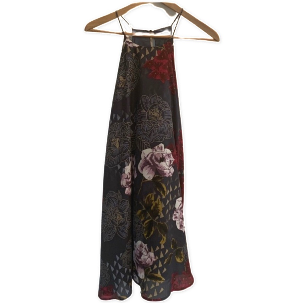 🐇 Everly Halter Floral Silky Summer Brunch Dressy Casual Dress Size Medium